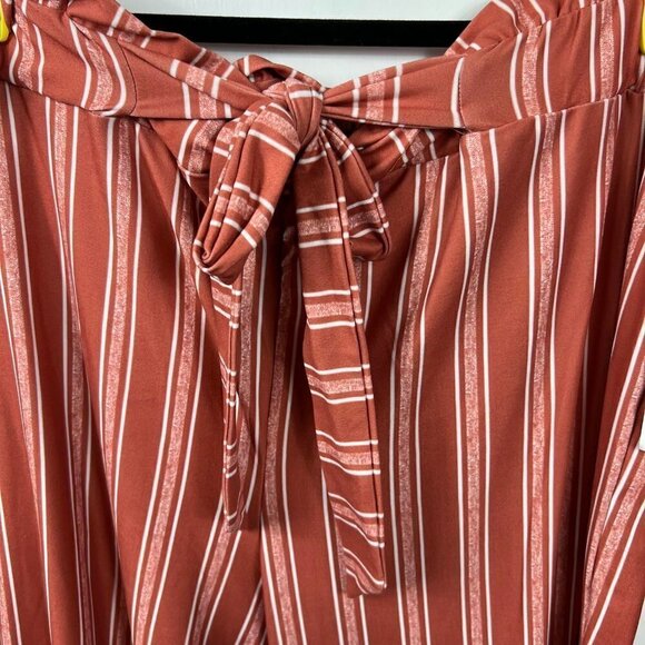 Planet Gold rust orange white striped Paperbag causal pants - Picture 4 of 7